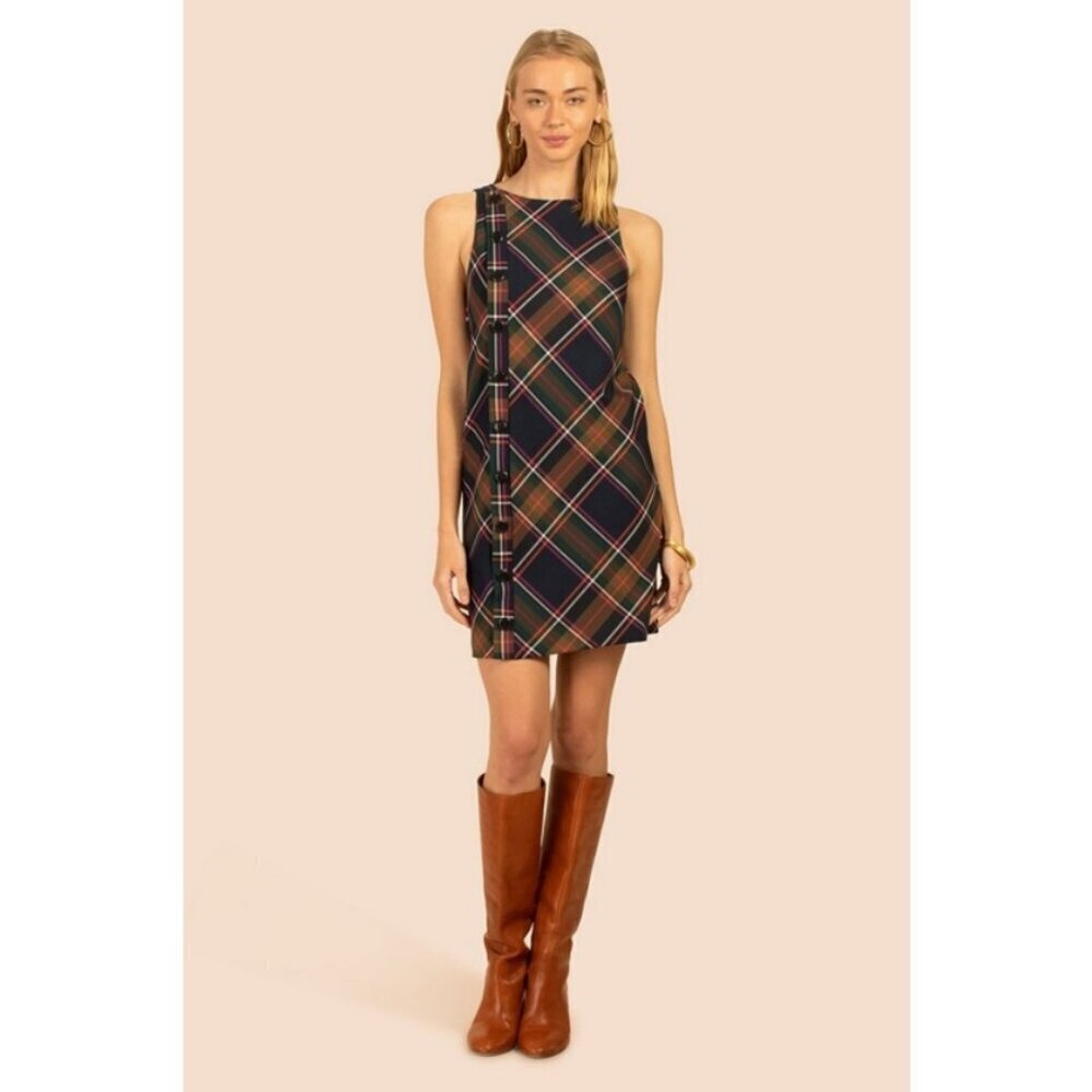 💕TRINA TURK💕 Sapna Dress ~ Multi-Color Plaid Print 14 NWT